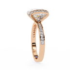 Rose Gold Cushion Cut Diamond Ring with Vertical Pavé Side Panels