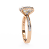 Rose Gold Cushion Cut Diamond Ring with Vertical Pavé Side Panels