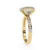 Yellow Gold Cushion Cut Diamond Ring with Vertical Pavé Side Panels