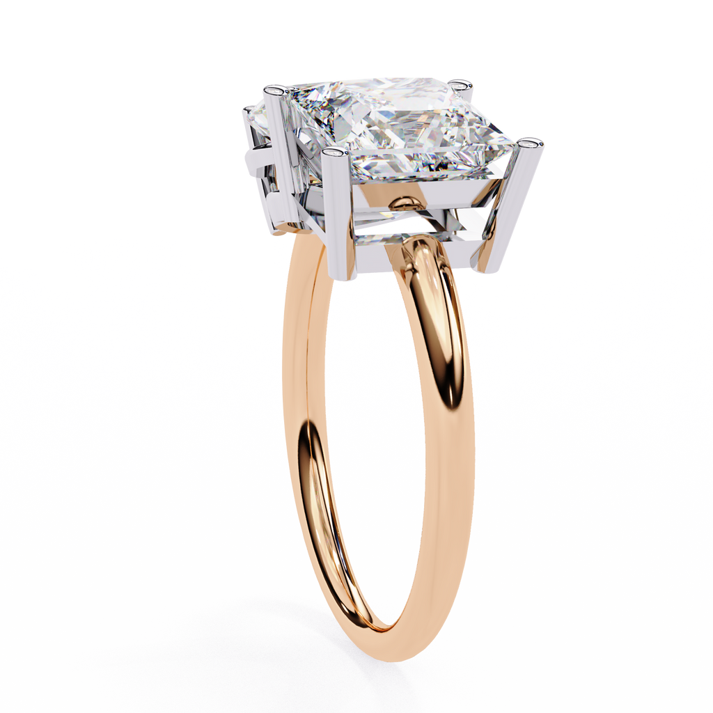 Rose Gold Toi et Moi Pear and Princess Cut Two Stone Diamond Ring
