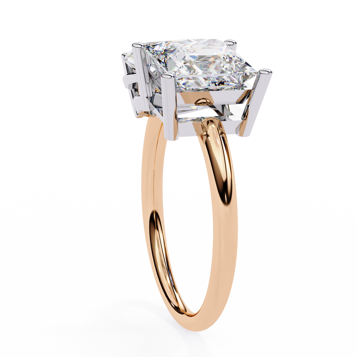 Rose Gold Toi et Moi Pear and Princess Cut Two Stone Diamond Ring