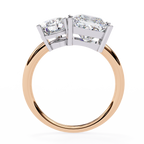 Rose Gold Toi et Moi Pear and Princess Cut Two Stone Diamond Ring