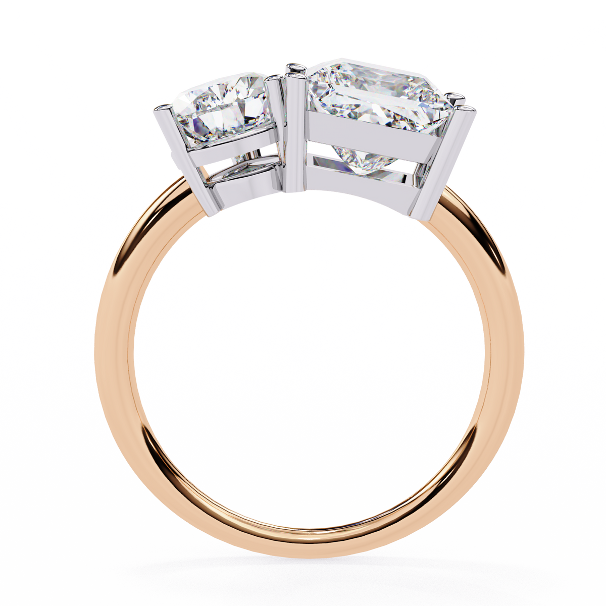 Rose Gold Toi et Moi Pear and Princess Cut Two Stone Diamond Ring