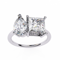 White Gold Toi et Moi Pear and Princess Cut Two Stone Diamond Ring