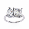 White Gold Toi et Moi Pear and Princess Cut Two Stone Diamond Ring