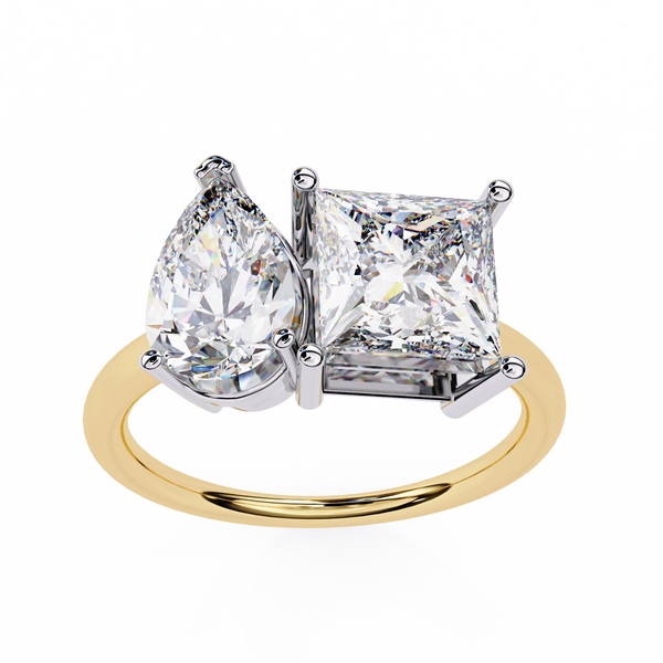 Yellow Gold Toi et Moi Oval and Round Cut Two Stone Diamond Ring (Copy)