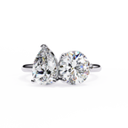 White Gold Toi et Moi Pear and Round Cut Two Stone Diamond Ring