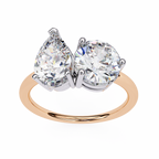 Rose Gold Toi et Moi Pear and Round Cut Two Stone Diamond Ring