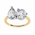 Yellow Gold Toi et Moi Pear and Round Cut Two Stone Diamond Ring
