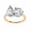 Yellow Gold Toi et Moi Pear and Round Cut Two Stone Diamond Ring