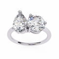 White Gold Toi et Moi Pear and Round Cut Two Stone Diamond Ring