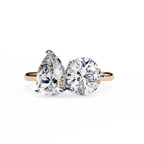Rose Gold Toi et Moi Pear and Round Cut Two Stone Diamond Ring