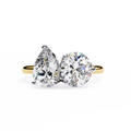 Yellow Gold Toi et Moi Pear and Round Cut Two Stone Diamond Ring