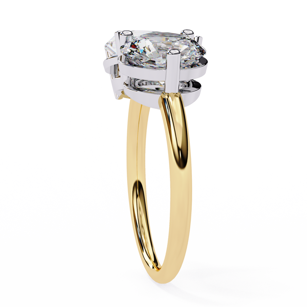 Yellow Gold Toi et Moi Pear and Round Cut Two Stone Diamond Ring