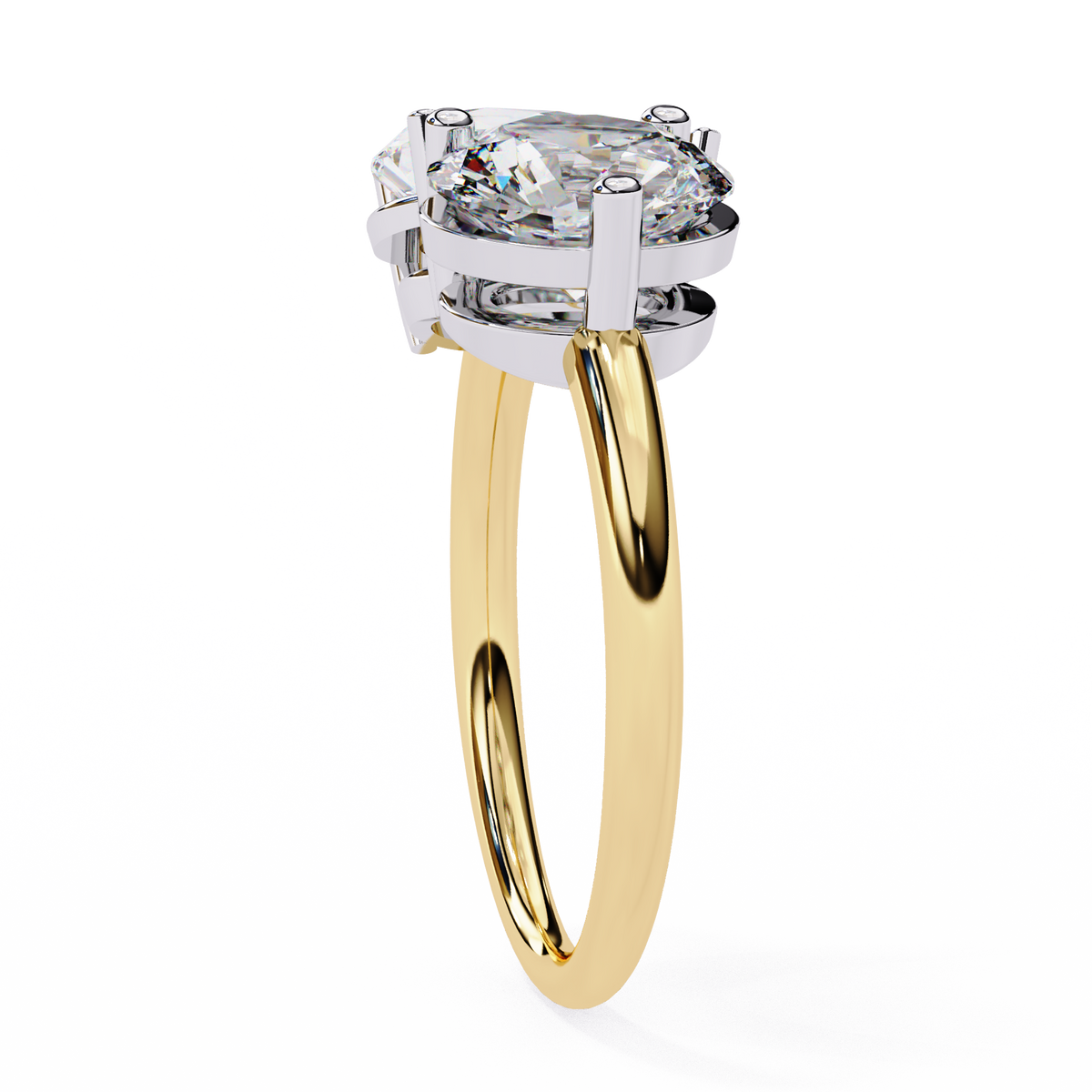 Yellow Gold Toi et Moi Pear and Round Cut Two Stone Diamond Ring