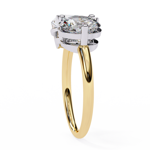 Yellow Gold Toi et Moi Pear and Round Cut Two Stone Diamond Ring