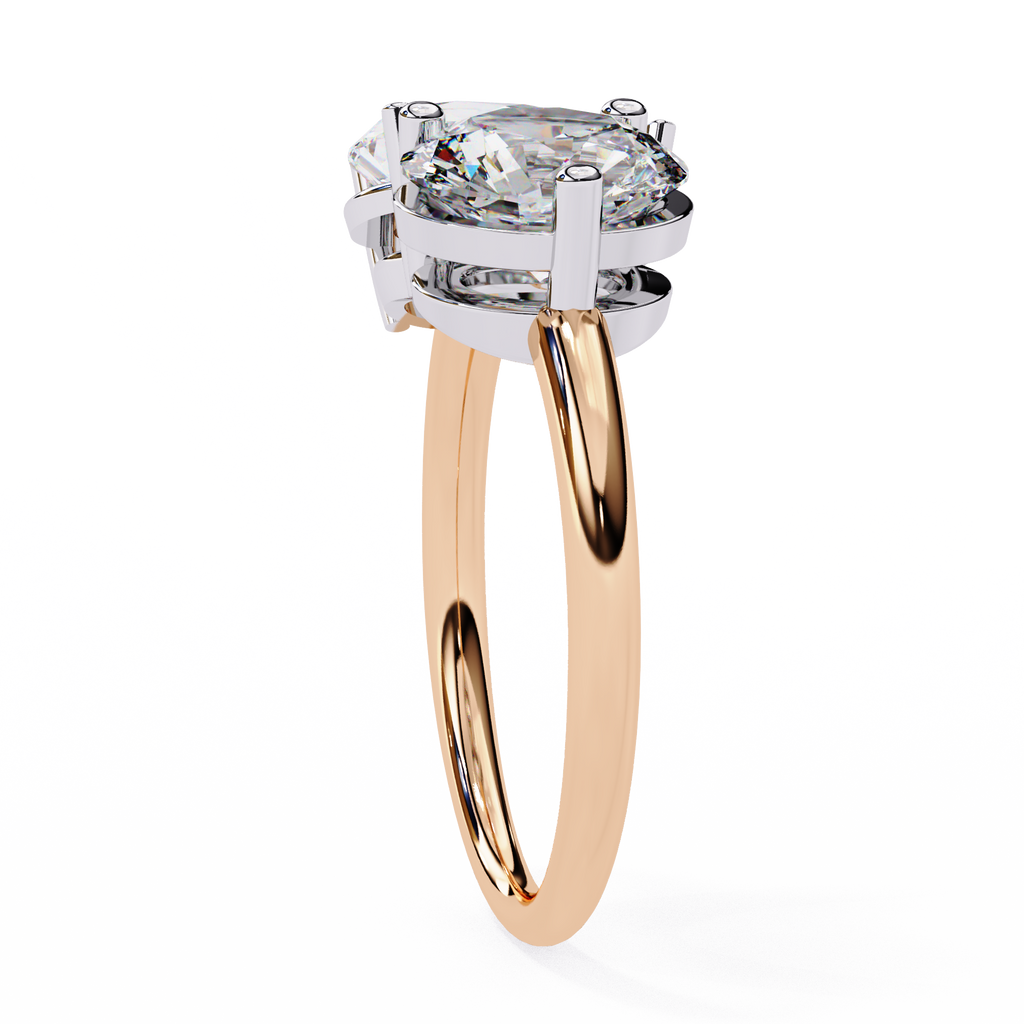 Rose Gold Toi et Moi Pear and Round Cut Two Stone Diamond Ring