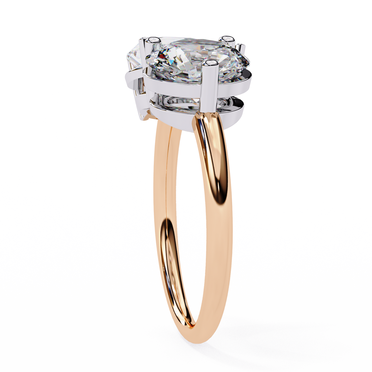 Rose Gold Toi et Moi Pear and Round Cut Two Stone Diamond Ring