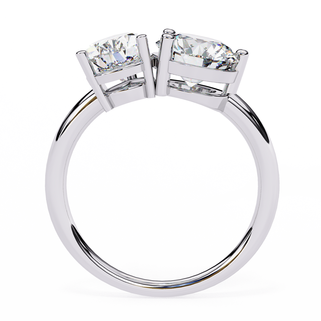 White Gold Toi et Moi Pear and Round Cut Two Stone Diamond Ring
