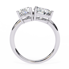 White Gold Toi et Moi Pear and Round Cut Two Stone Diamond Ring