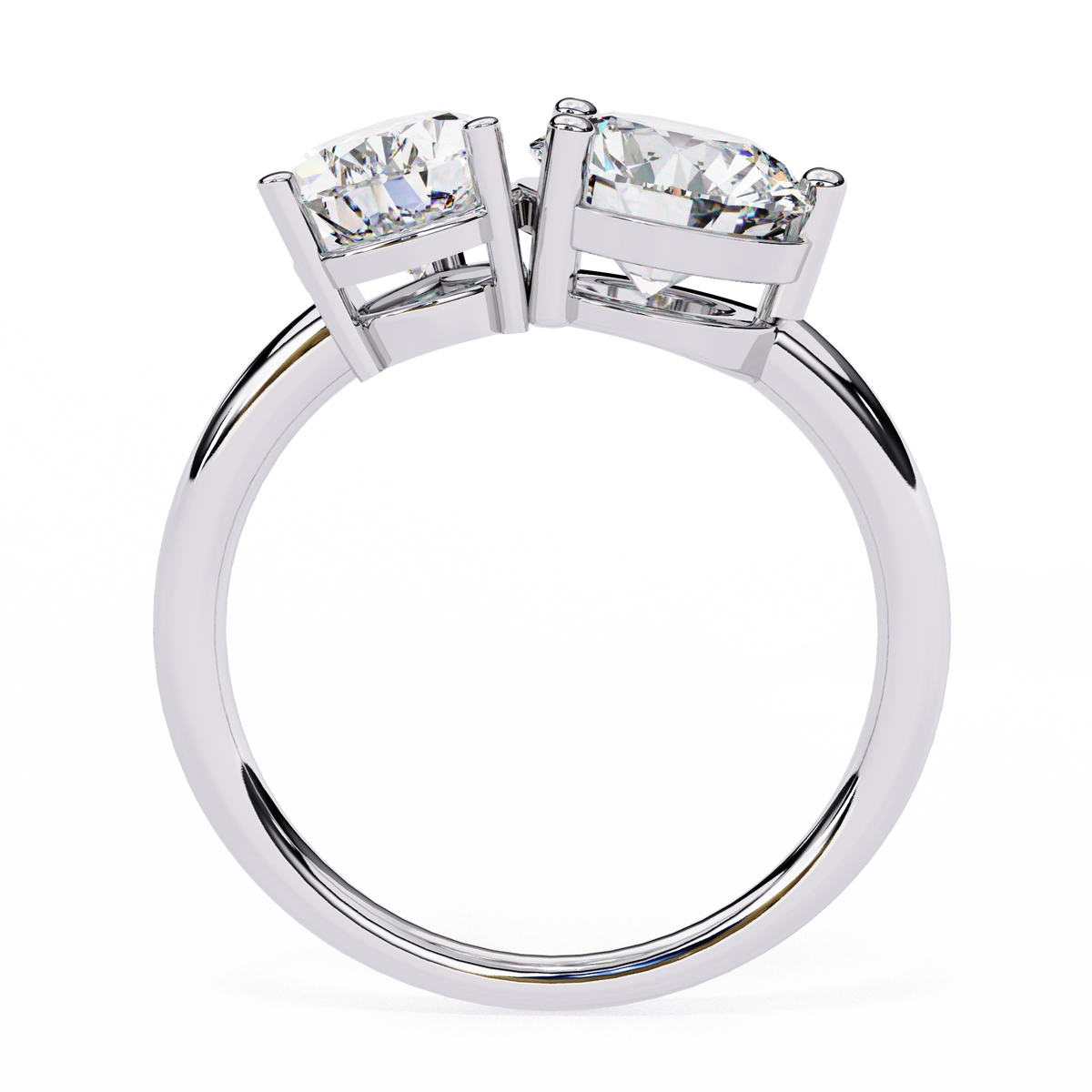 White Gold Toi et Moi Pear and Round Cut Two Stone Diamond Ring