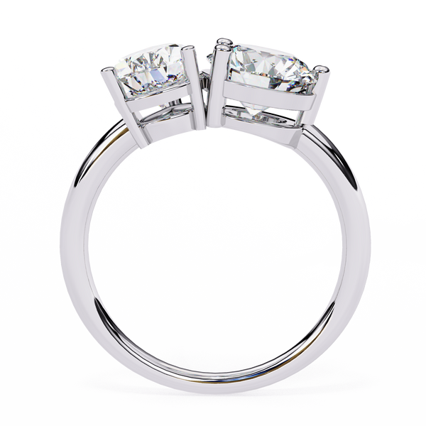 White Gold Toi et Moi Pear and Round Cut Two Stone Diamond Ring