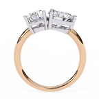 Rose Gold Toi et Moi Pear and Round Cut Two Stone Diamond Ring