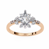 Rose Gold Kite-Set Princess Cut Diamond Ring with Scattered Cluster Accents