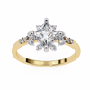 Yellow Gold Kite-Set Princess Cut Diamond Ring with Scattered Cluster Accent