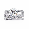 White Gold Round Brilliant Diamond Ring with Triple Split Pavé Crossover Band