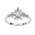 White Gold Kite-Set Princess Cut Diamond Ring with Scattered Cluster Accents
