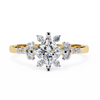 Yellow Gold Kite-Set Princess Cut Diamond Ring with Scattered Cluster Accent
