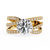 Yellow Gold Round Brilliant Diamond Ring with Triple Split Pavé Crossover Band
