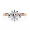 Rose Gold Kite-Set Princess Cut Diamond Ring with Scattered Cluster Accents