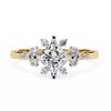 Yellow Gold Kite-Set Princess Cut Diamond Ring with Scattered Cluster Accent