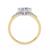Yellow Gold Kite-Set Princess Cut Diamond Ring with Scattered Cluster Accent