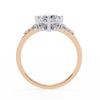 Rose Gold Kite-Set Princess Cut Diamond Ring with Scattered Cluster Accents