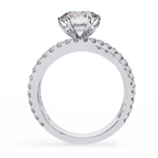 White Gold Round Brilliant Diamond Ring with Triple Split Pavé Crossover Band
