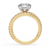 Yellow Gold Round Brilliant Diamond Ring with Triple Split Pavé Crossover Band