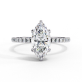 White Gold Marquise Diamond Solitaire Pavé Engagement Ring