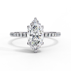 White Gold Marquise Diamond Solitaire Pavé Engagement Ring