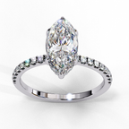 White Gold Marquise Diamond Solitaire Pavé Engagement Ring
