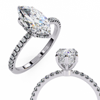 White Gold Marquise Diamond Solitaire Pavé Engagement Ring