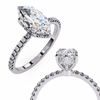 White Gold Marquise Diamond Solitaire Pavé Engagement Ring