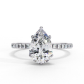White Gold Pear Diamond Solitaire Pavé Engagement Ring