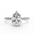 White Gold Pear Diamond Solitaire Pavé Engagement Ring