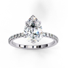 White Gold Pear Diamond Solitaire Pavé Engagement Ring