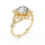 Gold Diamond Lotus Halo Ring