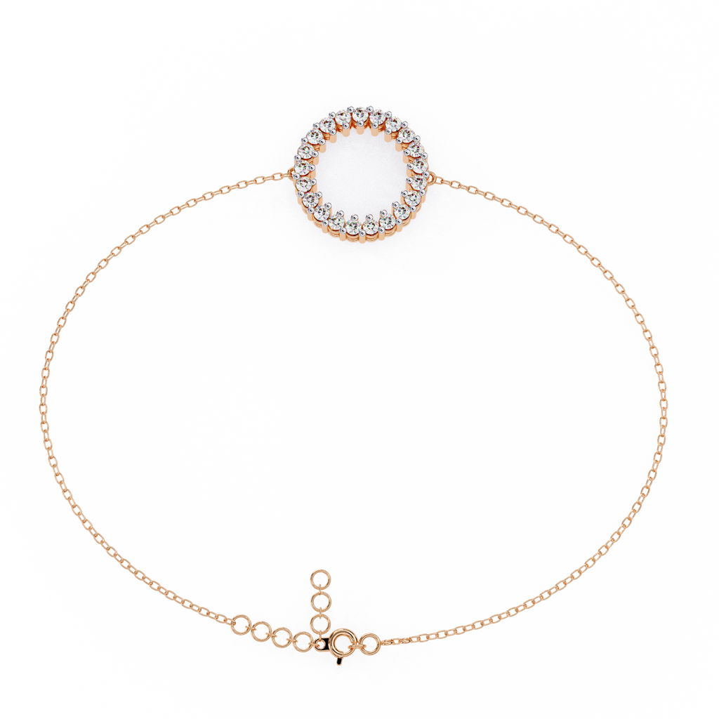 Rose Gold Double Row Diamond Circle Bracelet