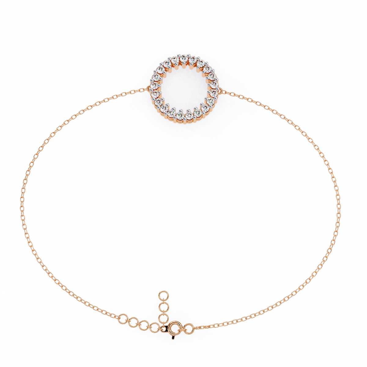 Rose Gold Double Row Diamond Circle Bracelet